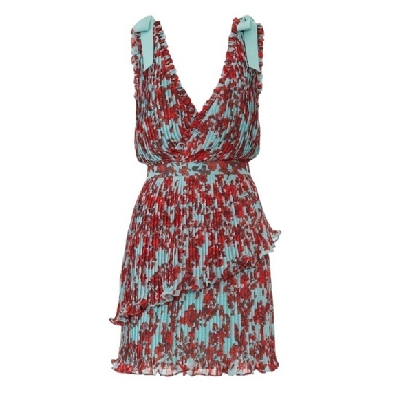 La Maison Talulah Superbloom Mini Dress Red Blue Size L - Picture 6 of 16